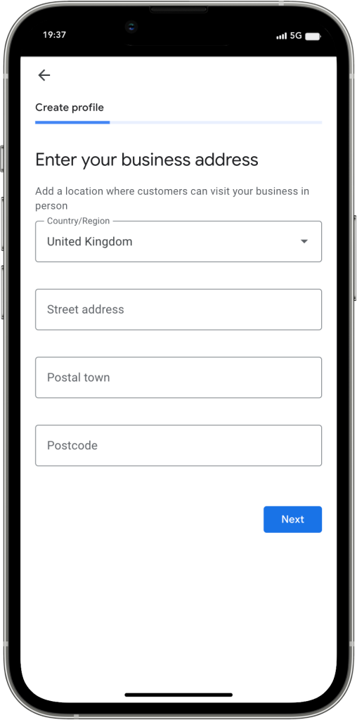 Enter You Google My Business Address Mobile Screenshot