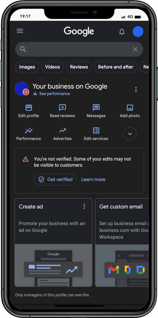 Google My Business Profile Support Iphone Screenshot